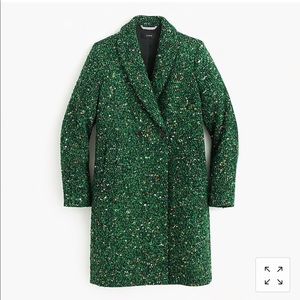 Green J.Crew Daphne topcoat in Italian tweed NWT